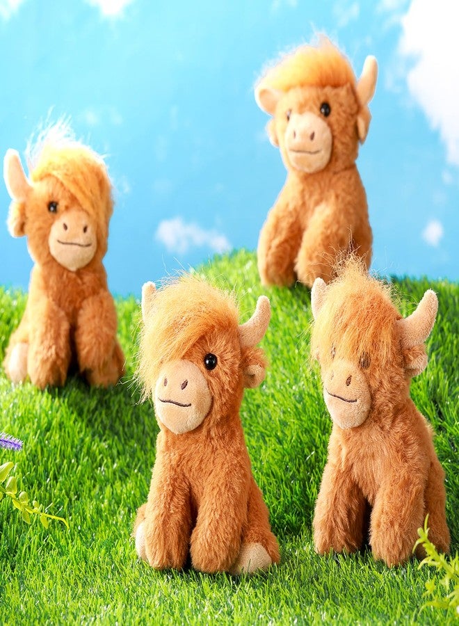 Blueweenly 6 Pcs Highland Cows Stuffed Animal 6 Inch Realistic Scottish Stuffed Highland Cow Cattle Plush Toys Fluffy Animal Decor for Stress Relief Boys Girls Birthday Favors Gifts Forest Party Decor - Image 3